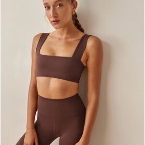 Reformation Chocolate Brown Two Piece Matching Set Sports Bra Leggings Medium